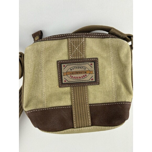 Liz Claiborne Canvas Satchel Small Green Crossbody Shoulder Messenger Bag - Picture 2 of 11